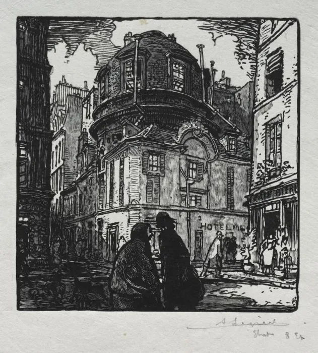 Framed Print : View of the Hotel Colbert. Creator: Auguste Louis Lepere (French, 1849-1918) Framed Print : View of the Hotel Colbert. Creator: Auguste Louis Lepere (French, 1849-1918)