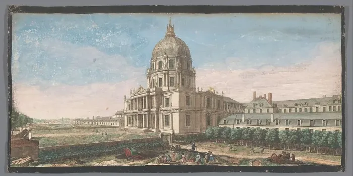 Framed Print : View of the Hôtel des Invalides in Paris, 1700-1799. Creators: Anon, Jacques Rigaud Framed Print : View of the Hôtel des Invalides in Paris, 1700-1799. Creators: Anon, Jacques Rigaud