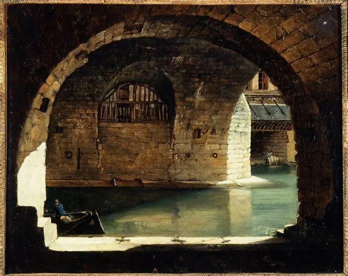 Framed Print : View of the Hôtel-Dieu laundry, around 1820, current 4th arrondissement. Creator: Unknown Framed Print : View of the Hôtel-Dieu laundry, around 1820, current 4th arrondissement. Creator: Unknown