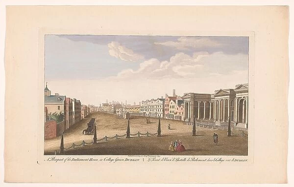 View of the House of Parliament on College Green Square in Dublin, 1753. Creators: Fabr. Parr, James Mason