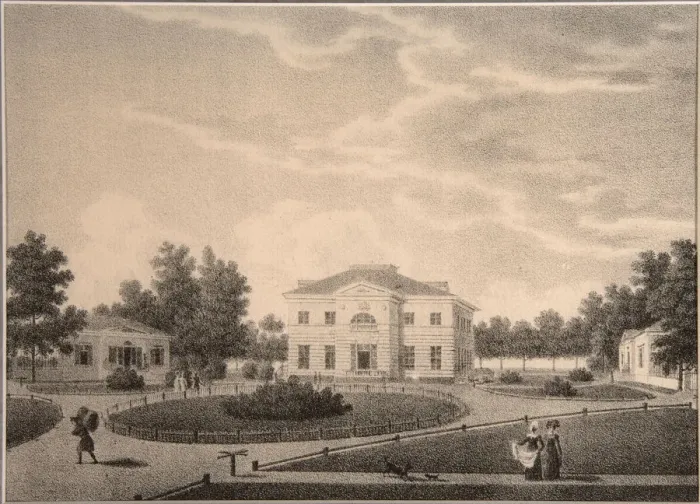 Framed Print : View of the House of Princess Natalya Petrovna Galitzine (1741-1837) in the Gorodnya Estate, 1820s. Artist: Lukin, Semyon Prokhorovich (active 1820s) Framed Print : View of the House of Princess Natalya Petrovna Galitzine (1741-1837) in the Gorodnya Estate, 1820s. Artist: Lukin, Semyon Prokhorovich (active 1820s)
