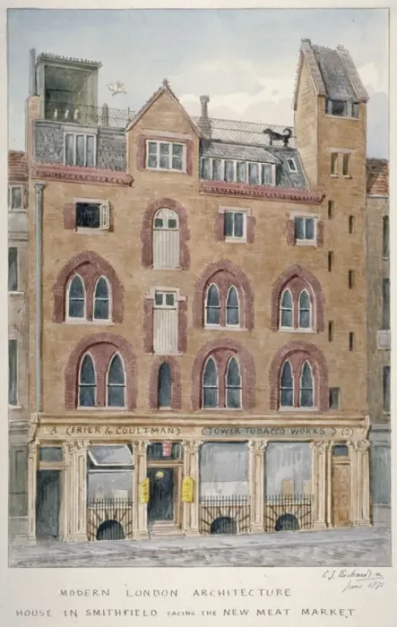 Framed Print : View of a house in West Smithfield facing the meat market, City of London, 1871. Artist Framed Print : View of a house in West Smithfield facing the meat market, City of London, 1871. Artist
