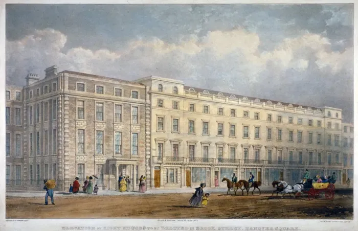 Framed Print : View of eight houses in Brook Street, Westminster, London, c1840. Artist: George Hawkins