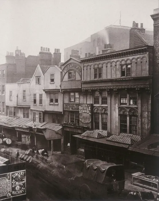 Framed Print : View of houses and shops in Aldersgate Street, 1879. Artist: Henry Dixon