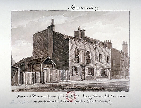 View of houses on the south side of Snowsfields, Bermondsey, London, 1828. Artist
