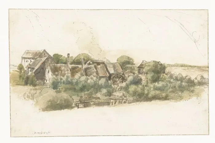 Framed Print : View of a few houses and a water mill between trees, 1633-1687. Creator: Gillis Neyts Framed Print : View of a few houses and a water mill between trees, 1633-1687. Creator: Gillis Neyts