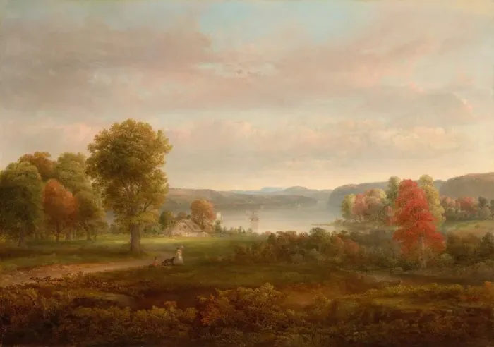 Framed Print : View on the Hudson in Autumn, 1850. Creator: Thomas Doughty Framed Print : View on the Hudson in Autumn, 1850. Creator: Thomas Doughty