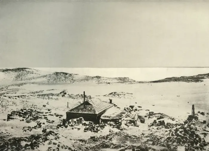 Framed Print : A View of the Hut Looking Northwards. c1908, (1909) Framed Print : A View of the Hut Looking Northwards. c1908, (1909)