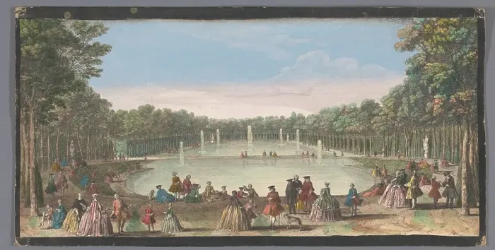 Framed Print : View of the Île Royale in the garden of Versailles, 1700-1799. Creators: Anon, Jacques Rigaud Framed Print : View of the Île Royale in the garden of Versailles, 1700-1799. Creators: Anon, Jacques Rigaud