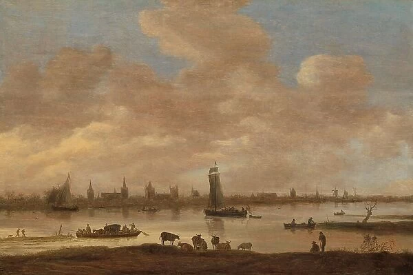 View of an Imaginary Town across a River, with the Tower of Saint Pol in Vianen, 1649. Creator: Jan van Goyen