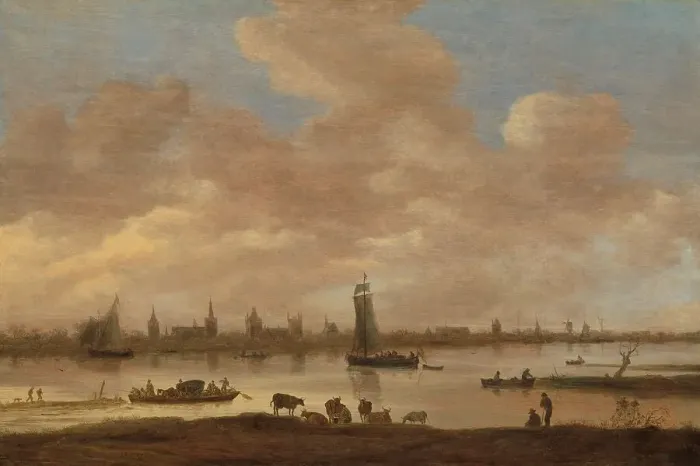 Framed Print : View of an Imaginary Town across a River, with the Tower of Saint Pol in Vianen, 1649. Creator: Jan van Goyen Framed Print : View of an Imaginary Town across a River, with the Tower of Saint Pol in Vianen, 1649. Creator: Jan van Goyen