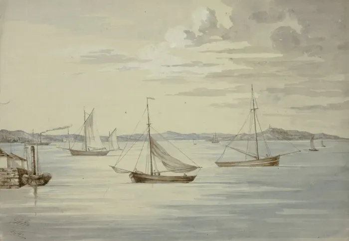 Framed Print : View Inchkeith and the Firth of Forth Islands from Granton, September 1844 Framed Print : View Inchkeith and the Firth of Forth Islands from Granton, September 1844