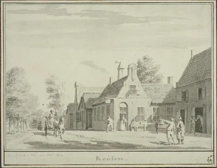 Framed Print : View of an inn in Cologne, c18th century. Creator: Cornelis Pronk Framed Print : View of an inn in Cologne, c18th century. Creator: Cornelis Pronk