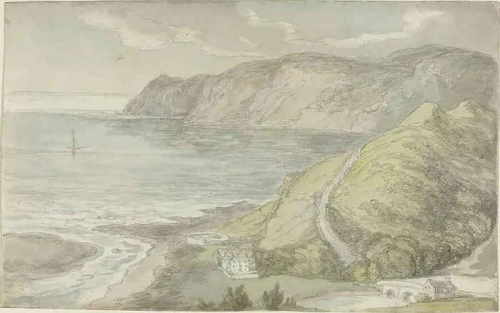 Framed Print : View from the Inn at Lynton, probably 1811. Creator: Thomas Rowlandson Framed Print : View from the Inn at Lynton, probably 1811. Creator: Thomas Rowlandson