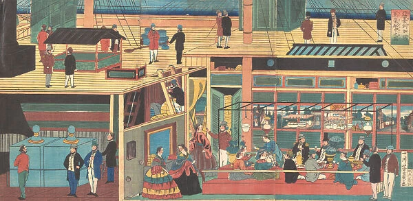 View Inside an American Steamship, 1861 (Bunkyu, 1st year, 4th month). Creator: Yoshikazu