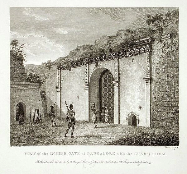 View of the Inside Gate at Bangalore, Mysore, 1794. Creator: Robert Home
