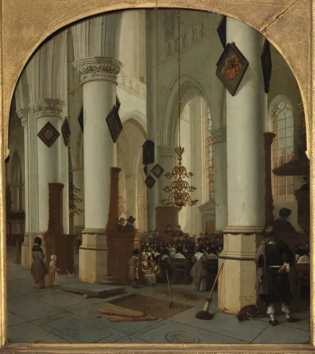 Framed Print : View inside the Saint Bavo church in Haarlem during mass, 1666. Artist: Vliet, Hendrick Cornelisz. van (1611-1675) Framed Print : View inside the Saint Bavo church in Haarlem during mass, 1666. Artist: Vliet, Hendrick Cornelisz. van (1611-1675)