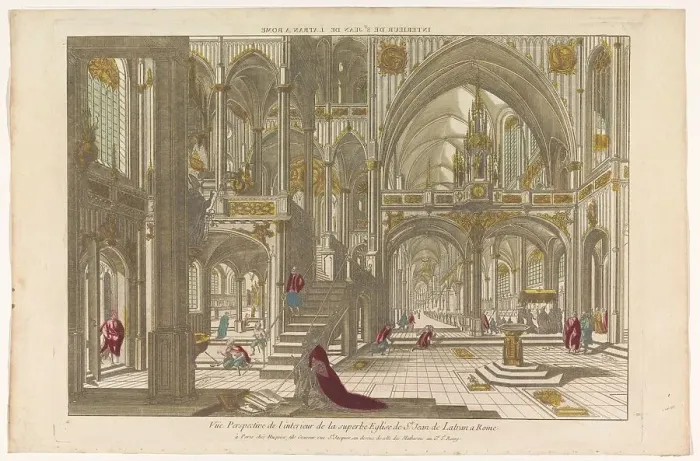 Framed Print : View of the interior of the church of Saint John Lateran in Rome, 1735-1805. Creator: Unknown Framed Print : View of the interior of the church of Saint John Lateran in Rome, 1735-1805. Creator: Unknown
