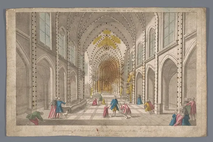 Framed Print : View of the interior of the Eglise Saint-Merri in Paris, 1700-1799. Creator: Anon Framed Print : View of the interior of the Eglise Saint-Merri in Paris, 1700-1799. Creator: Anon