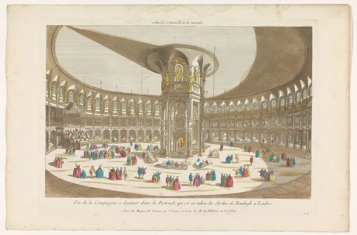 Framed Print : View of the interior of the Rotunda in London's Ranelagh Gardens with a group... 1735-1805. Creator: Unknown Framed Print : View of the interior of the Rotunda in London's Ranelagh Gardens with a group... 1735-1805. Creator: Unknown