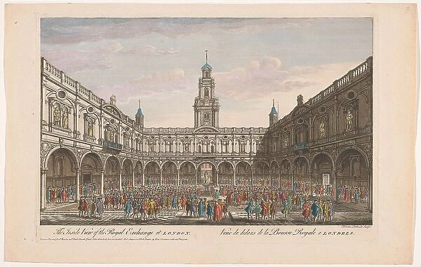 View of the interior of the Royal Exchange in London, 1745-1753. Creator: Thomas Bowles