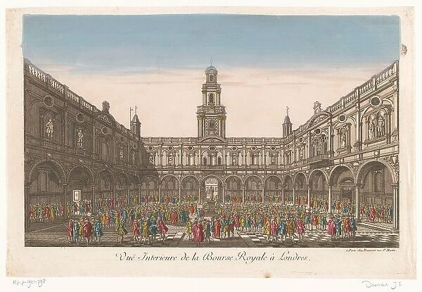 View of the interior of the Royal Exchange in London, 1745-1775. Creator: Unknown
