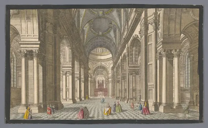 Framed Print : View of the interior of Saint Paul's Cathedral in London, 1753. Creator: Johann Michael Muller Framed Print : View of the interior of Saint Paul's Cathedral in London, 1753. Creator: Johann Michael Muller
