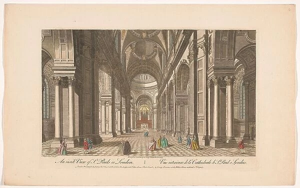 View of the interior of Saint Paul's Cathedral in London, 1753. Creator: Johann Michael Muller