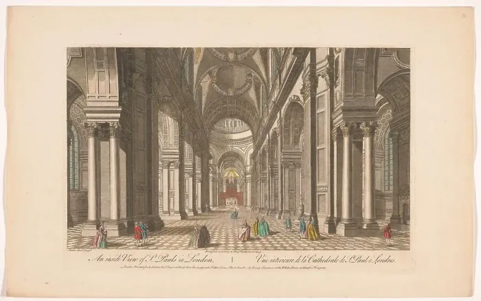 Framed Print : View of the interior of Saint Paul's Cathedral in London, 1753. Creator: Johann Michael Muller Framed Print : View of the interior of Saint Paul's Cathedral in London, 1753. Creator: Johann Michael Muller