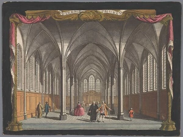 View of the interior of the Temple Church in London, 1750. Creator: Anon