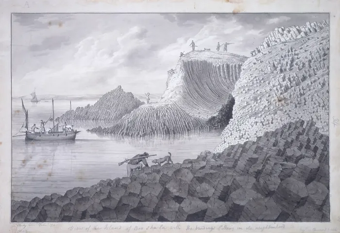 Framed Print : View of the island of Bou Shala with the bending pillars in its neighbourhood, 1772 Framed Print : View of the island of Bou Shala with the bending pillars in its neighbourhood, 1772