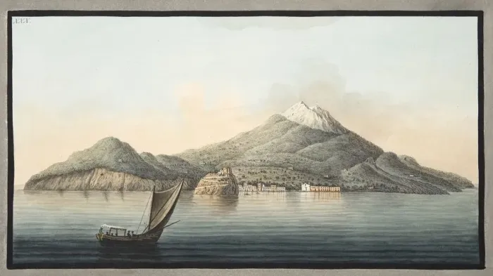 Framed Print : View of the Island of Ischia from the sea, 1776 Framed Print : View of the Island of Ischia from the sea, 1776