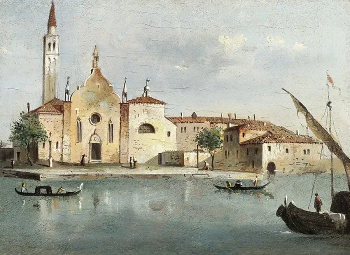 Framed Print : View of the island of Santa Maria delle Grazie. Creators: Francesco Guardi, Giacomo Guardi Framed Print : View of the island of Santa Maria delle Grazie. Creators: Francesco Guardi, Giacomo Guardi