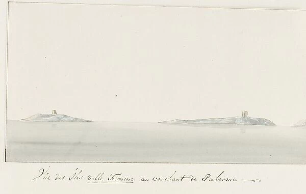 View of Isola delle Femmine near Palermo, 1778. Creator: Louis Ducros