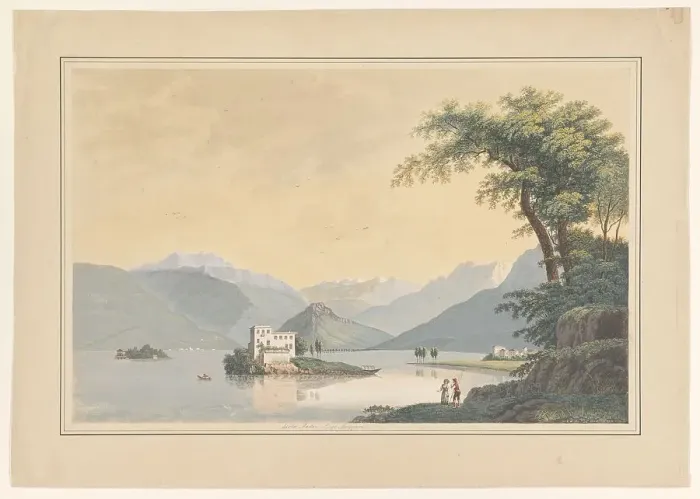 Framed Print : View of the Isola Madre in the Lago Maggiore, 1828. Creator: Johannes Josephus Aarts Framed Print : View of the Isola Madre in the Lago Maggiore, 1828. Creator: Johannes Josephus Aarts