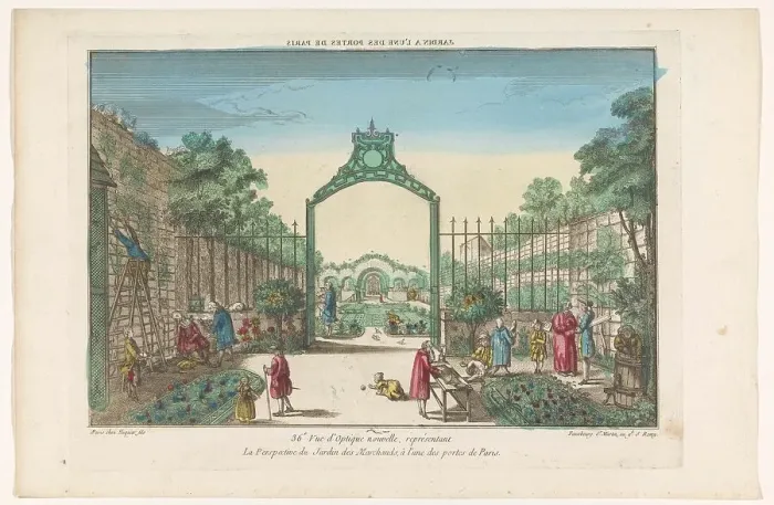 Framed Print : View of the Jardin des Marchands in Paris, 1735-1805. Creator: Unknown Framed Print : View of the Jardin des Marchands in Paris, 1735-1805. Creator: Unknown