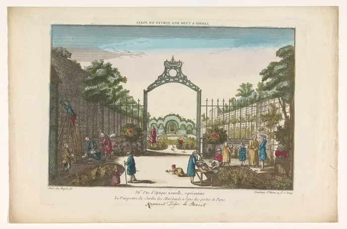 Framed Print : View of the Jardin des Marchands in Paris, 1735-1805. Creator: Unknown Framed Print : View of the Jardin des Marchands in Paris, 1735-1805. Creator: Unknown