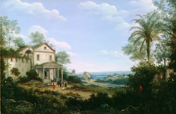 Framed Print : View of the Jesuit Church at Olinda, Brazil, 1665. Creator: Frans Post Framed Print : View of the Jesuit Church at Olinda, Brazil, 1665. Creator: Frans Post