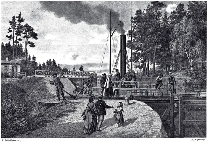 Framed Print : View of the Juustila Lock in Finland, 1873. Artist: Weger, August (1823-1892) Framed Print : View of the Juustila Lock in Finland, 1873. Artist: Weger, August (1823-1892)