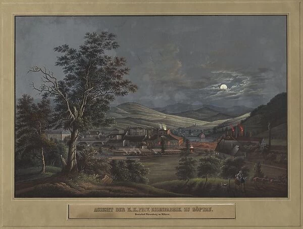 View of the K. K. Private Iron Factory in Zoptau, c. 1850. Creator: Carl Julius Rieden
