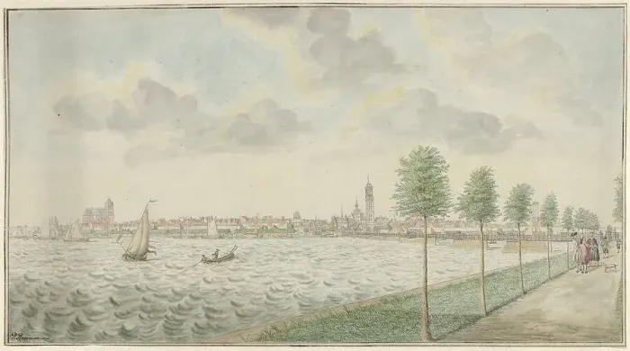 Framed Print : View of Kampen from the riverbank, 1770-1810. Creator: Pieter Remmers Framed Print : View of Kampen from the riverbank, 1770-1810. Creator: Pieter Remmers
