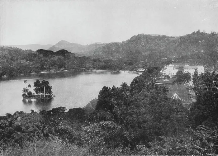 Framed Print : View of Kandy Lake from Lady Hortons Drive, Kandy, c1890, (1910). Artist: Alfred William Amandus Plate Framed Print : View of Kandy Lake from Lady Hortons Drive, Kandy, c1890, (1910). Artist: Alfred William Amandus Plate