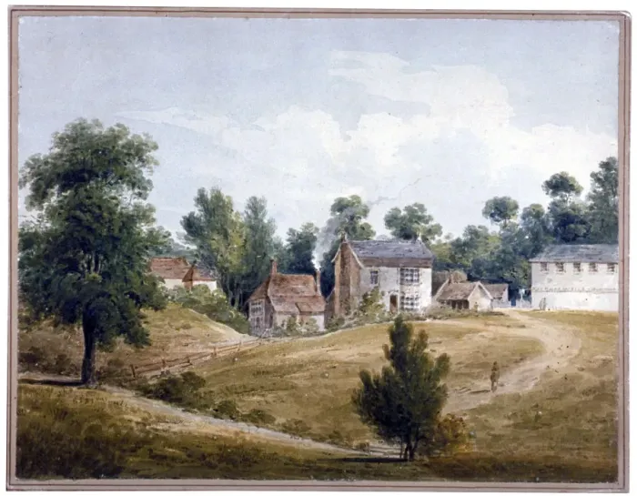 Framed Print : View of Kilbourn Wells spa, Belsize Road, Hampstead, London, c1850 Framed Print : View of Kilbourn Wells spa, Belsize Road, Hampstead, London, c1850