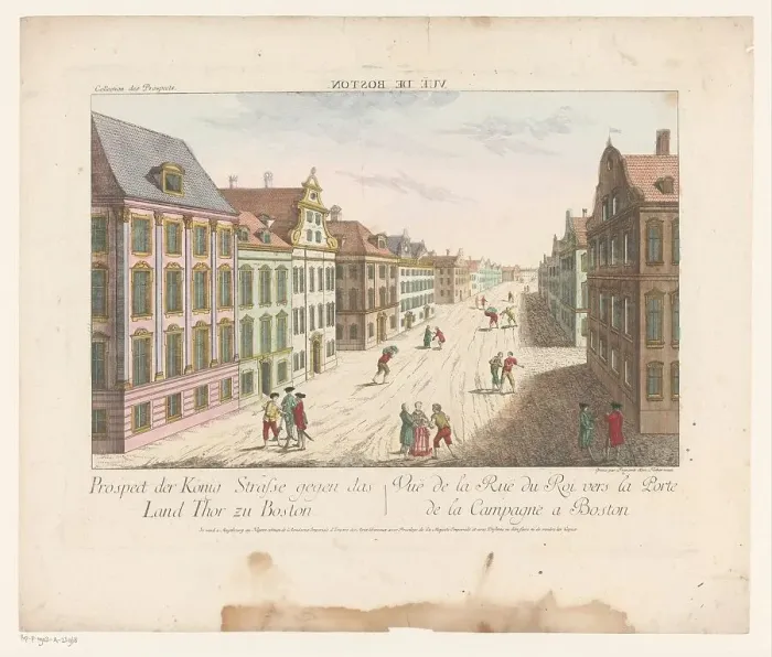 Framed Print : View of King Street in Boston, 1755-1779. Creator: Franz Xavier Habermann Framed Print : View of King Street in Boston, 1755-1779. Creator: Franz Xavier Habermann
