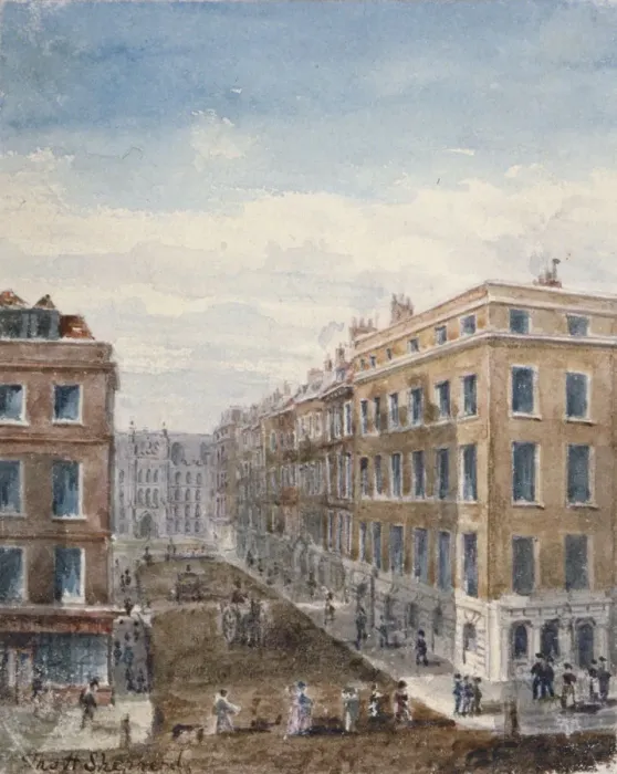 Framed Print : View of King Street, looking north from Cheapside to the Guildhall, City of London Framed Print : View of King Street, looking north from Cheapside to the Guildhall, City of London
