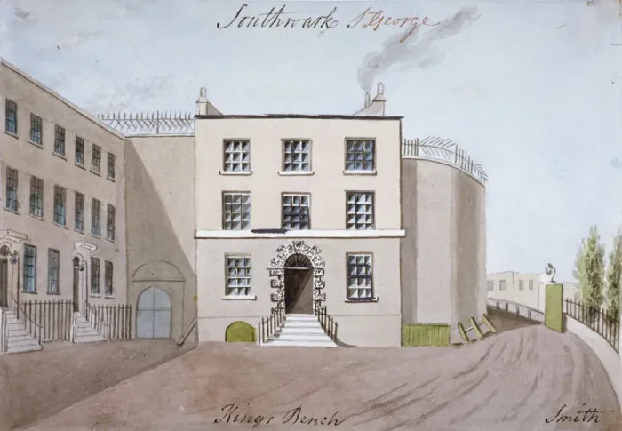 Framed Print : View of Kings Bench Prison in St Georges Fields, Southwark, London, c1820. Artist Framed Print : View of Kings Bench Prison in St Georges Fields, Southwark, London, c1820. Artist