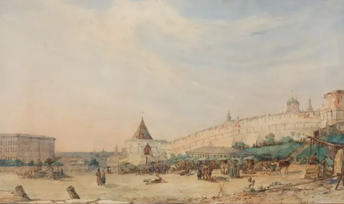 Framed Print : View of the Kitay-gorod in Moscow, 1850-1860s Framed Print : View of the Kitay-gorod in Moscow, 1850-1860s