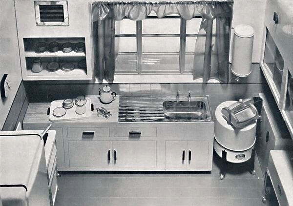 View of a kitchen, designed by H. M. V. Household Appliances, 1938