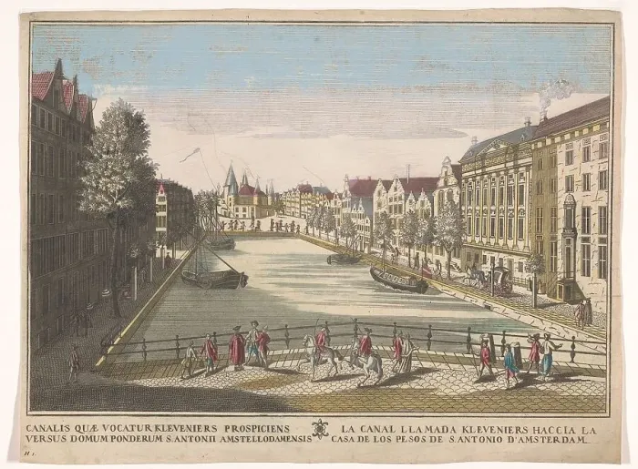 Framed Print : View of the Kloveniersburgwal and the Waag on the Nieuwmarkt in Amsterdam, 1700-1799. Creator: Unknown Framed Print : View of the Kloveniersburgwal and the Waag on the Nieuwmarkt in Amsterdam, 1700-1799. Creator: Unknown