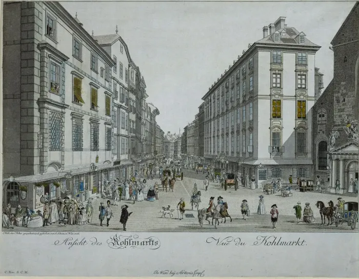 Framed Print : View of the Kohlmarkt and the Michaelerplatz in Vienna, 1786 Framed Print : View of the Kohlmarkt and the Michaelerplatz in Vienna, 1786